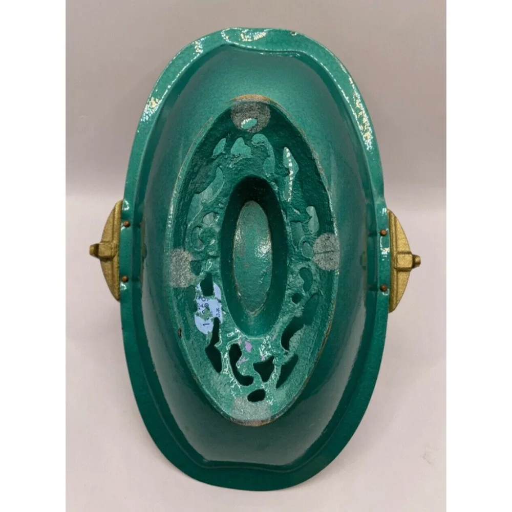 Vintage 1960s Brass Turquoise Enamel Basket With Handle Signed Made in Israel